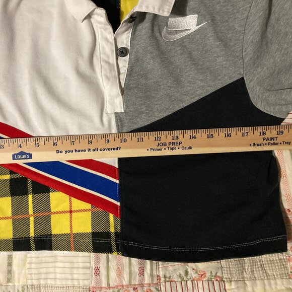 Nike Sports Women's long sleeve Cropped yellow plaid multicolor sweatshirt XS - Picture 6 of 10